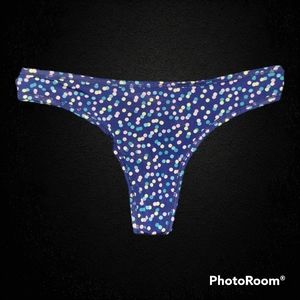 Nwot navy polka-dot silk thong